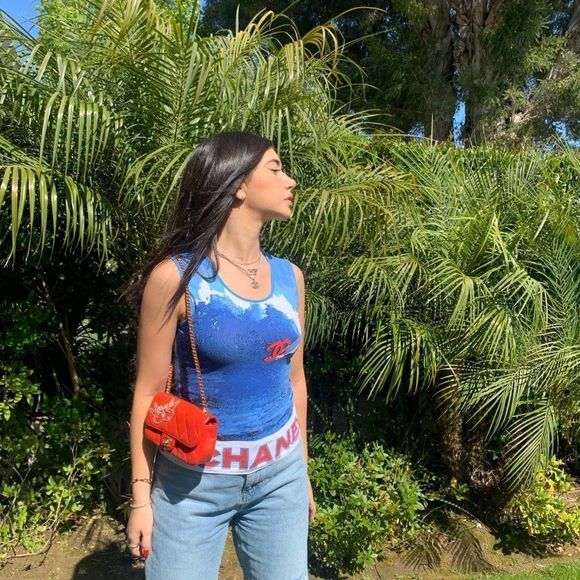 CHANEL CC Red Lambskin Quilted Extra Mini V For Victory Peace crossbody flap bag - Picture 3 of 11